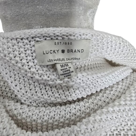 Lucky Brand White Knit Long Sleeve Shirt Size Medium - Picture 6 of 6